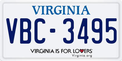 VA license plate VBC3495