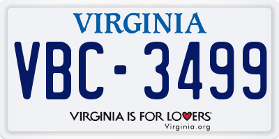 VA license plate VBC3499