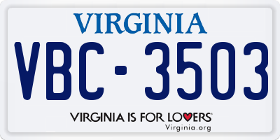 VA license plate VBC3503