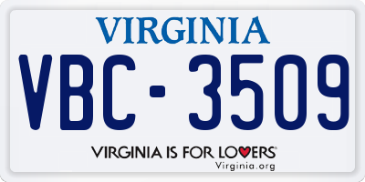 VA license plate VBC3509