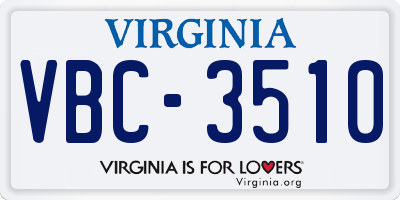 VA license plate VBC3510