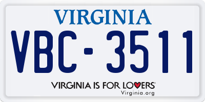 VA license plate VBC3511