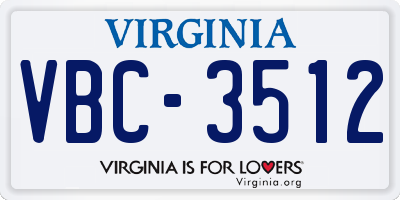 VA license plate VBC3512