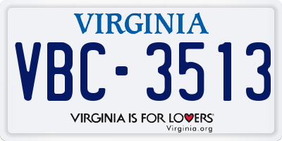 VA license plate VBC3513