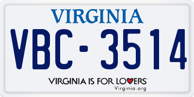 VA license plate VBC3514