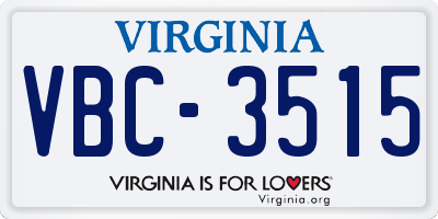 VA license plate VBC3515