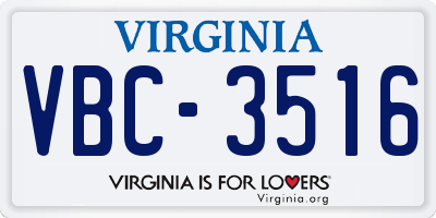 VA license plate VBC3516