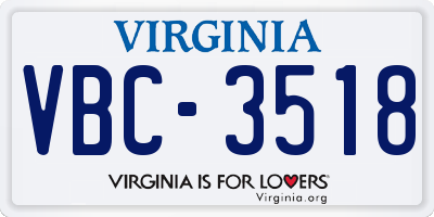 VA license plate VBC3518
