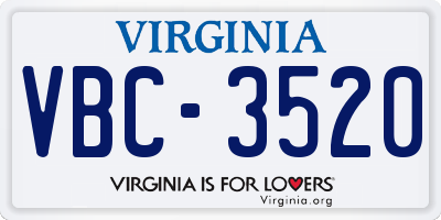 VA license plate VBC3520