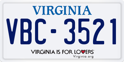 VA license plate VBC3521