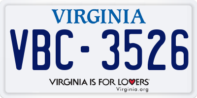 VA license plate VBC3526