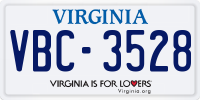 VA license plate VBC3528