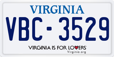 VA license plate VBC3529