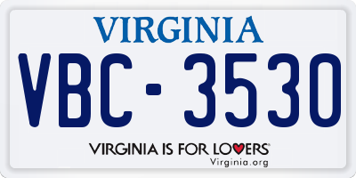 VA license plate VBC3530