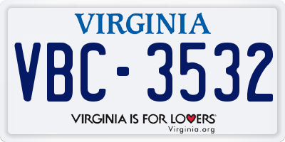 VA license plate VBC3532