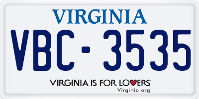 VA license plate VBC3535