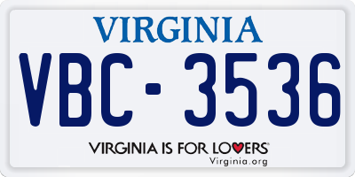 VA license plate VBC3536