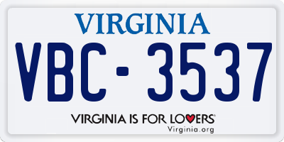VA license plate VBC3537