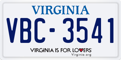 VA license plate VBC3541