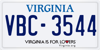 VA license plate VBC3544