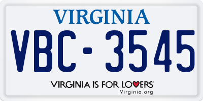 VA license plate VBC3545