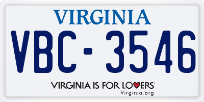 VA license plate VBC3546