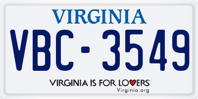 VA license plate VBC3549