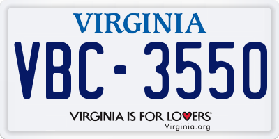 VA license plate VBC3550