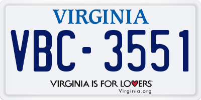 VA license plate VBC3551