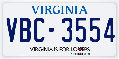 VA license plate VBC3554