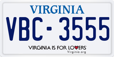 VA license plate VBC3555