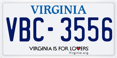 VA license plate VBC3556