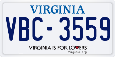 VA license plate VBC3559