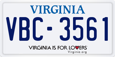 VA license plate VBC3561