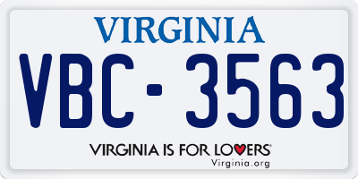 VA license plate VBC3563