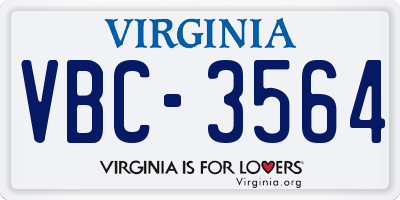 VA license plate VBC3564