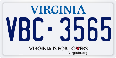 VA license plate VBC3565