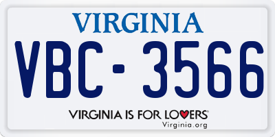 VA license plate VBC3566