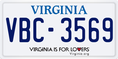 VA license plate VBC3569