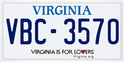 VA license plate VBC3570