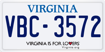 VA license plate VBC3572