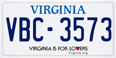VA license plate VBC3573