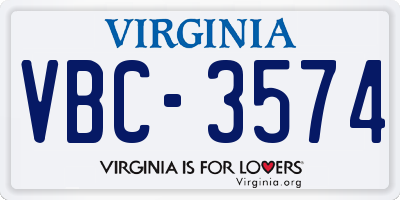 VA license plate VBC3574