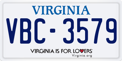 VA license plate VBC3579