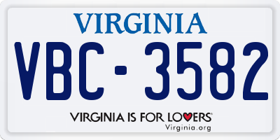 VA license plate VBC3582