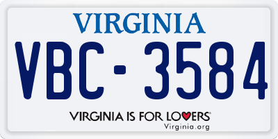 VA license plate VBC3584