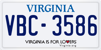 VA license plate VBC3586