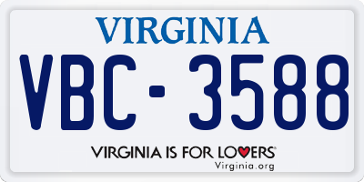 VA license plate VBC3588