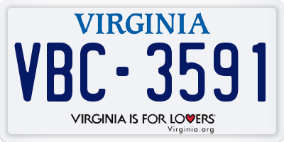 VA license plate VBC3591