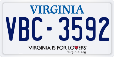VA license plate VBC3592